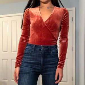 Brand New Madewell Velvet Wrap Bodysuit
